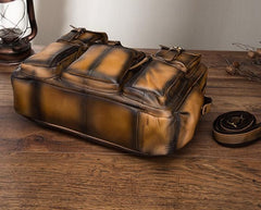 Cool Leather Men Vintage Briefcase 14inch Work Bags Handbag Shoulder Bags For Men - imessengerbags