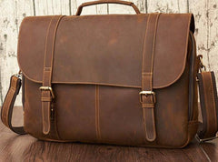 Leather Mens Vintage Large Brown Messenger Bag Laptop Shoulder Bag for Men