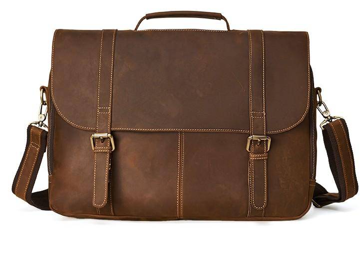 Men's Commuter Messenger Bag in Brown 'Anejo' Leather - Thursday