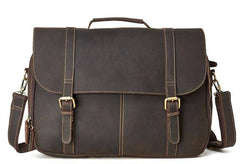 Leather Mens Vintage Large Brown Messenger Bag Laptop Shoulder Bag for Men