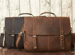 Leather Mens Vintage Large Brown Messenger Bag Laptop Shoulder Bag for Men