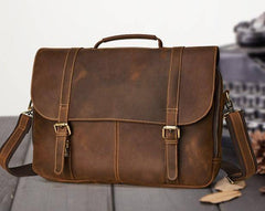 Leather Mens Vintage Large Brown Messenger Bag Laptop Shoulder Bag for Men