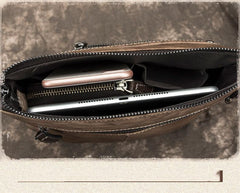 Cool Leather Men's 10 inches Brown Vertical Messenger Bag Blue Courier Bag Side Bag For Men - imessengerbags