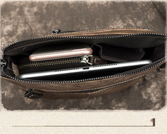 Cool Leather Men's 10 inches Brown Vertical Messenger Bag Blue Courier Bag Side Bag For Men