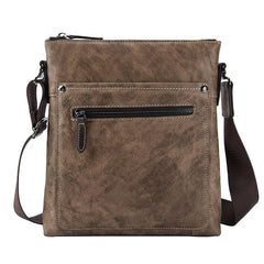 Cool Leather Men's 10 inches Brown Vertical Messenger Bag Blue Courier Bag Side Bag For Men