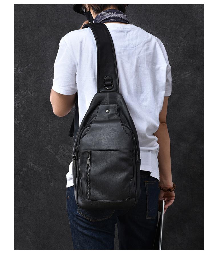 Grey Leather stylish one shoulder Backpack