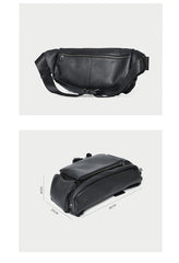 Black Large Sling Bag Hip Bag for Men