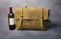Cool Leather Mens 14inch Laptop Bag Briefcase Work Handbag Business Bag for Men