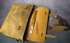 Cool Leather Mens 14inch Laptop Bag Briefcase Work Handbag Business Bag for Men