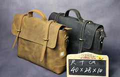 Cool Leather Mens 14inch Laptop Bag Briefcase Work Handbag Business Bag for Men