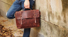 Cool Leather Mens 14inch Laptop Bag Briefcase Work Handbag Business Bag for Men