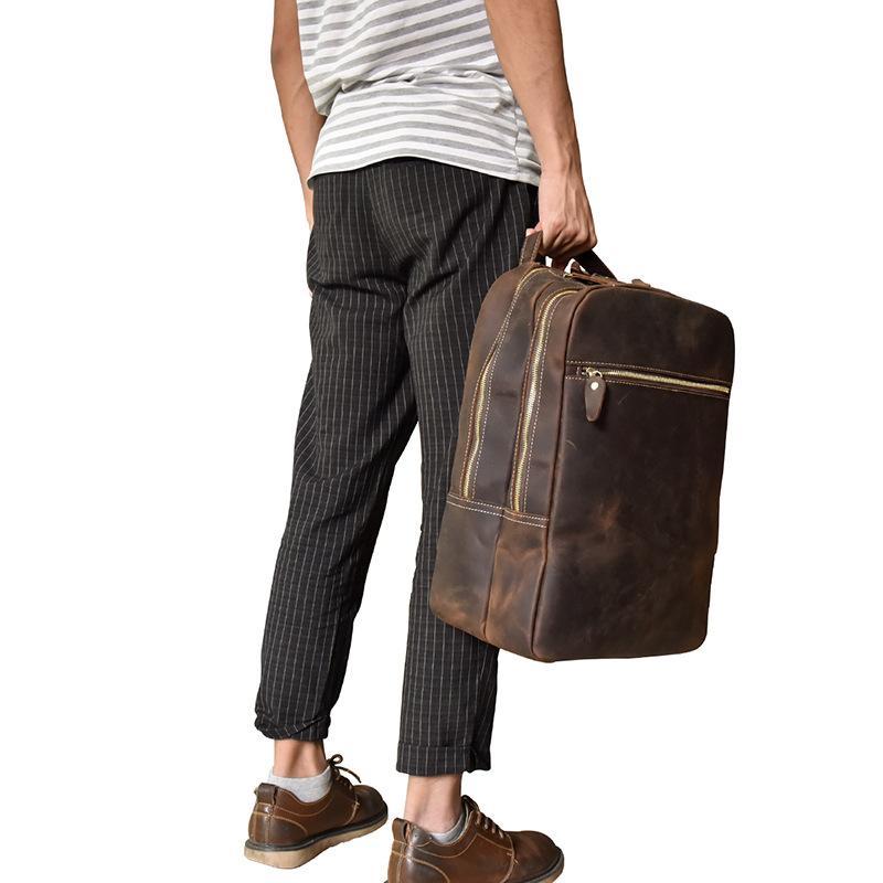 Cool Leather Mens Large Backpack Vintage Travel Backpack School Backpack for Men - imessengerbags