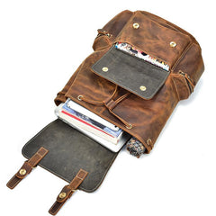 Cool Leather Mens Backpack Vintage Travel Backpack School Backpacks for Men