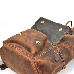 Cool Leather Mens Backpack Vintage Travel Backpack School Backpacks for Men
