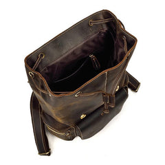 Cool Leather Mens Backpack Vintage Travel Backpack School Backpacks for Men