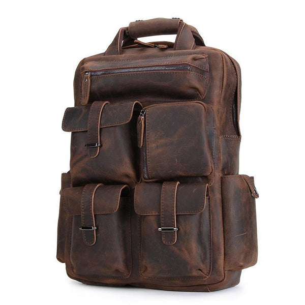 Cool Leather Mens Backpack Large Vintage Large Travel Backpack Bag for Men - imessengerbags