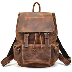 Cool Leather Mens Backpack Vintage Travel Backpack School Backpacks for Men
