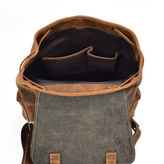 Cool Leather Mens Backpack Vintage Travel Backpack School Backpacks for Men