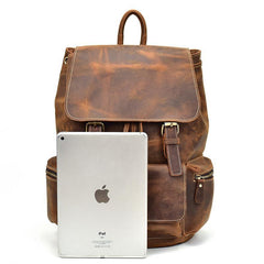 Cool Leather Mens Backpack Vintage Travel Backpack School Backpacks for Men