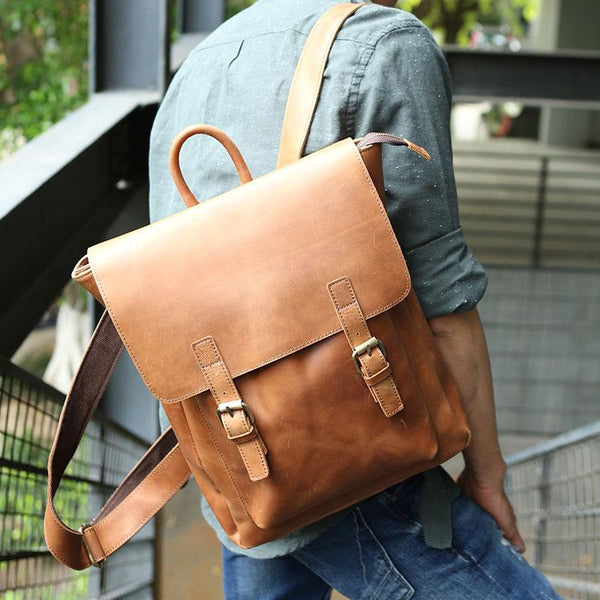 Cool Leather Mens Backpack Travel Backpack Laptop Backpack for men - imessengerbags