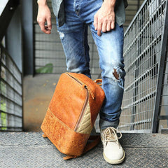 Cool Leather Mens Backpack Travel Backpack Vintage Laptop Backpack for men