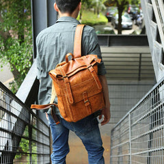 Cool Leather Mens Backpack Travel Backpacks Vintage Laptop Backpack for men