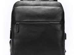 Cool Leather Black Mens Backpacks Vintage School Backpack Travel Backpack Bags for Men