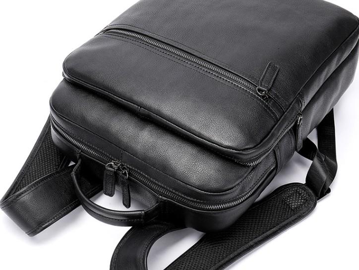 black faux leather school backpack Cool Leather Black Mens Backpacks Vintage School Backpack Travel Backpack Bags for Men