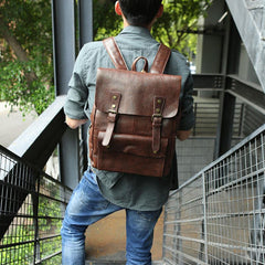 Cool Leather Mens Backpacks Travel Backpack Vintage Laptop Backpack for men