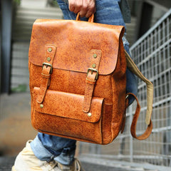 Cool Leather Mens Backpacks Travel Backpack Vintage Laptop Backpack for men