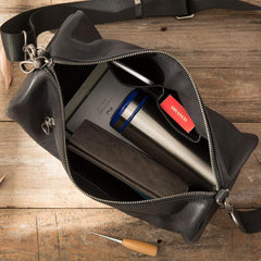 Cool Leather Mens Barrel Shoulder Bags Messenger Bags for Men - imessengerbags