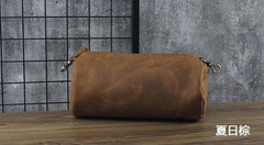 Cool Leather Mens Barrel Side Bag Bucket Shoulder Bag Messenger Bag for Men - imessengerbags