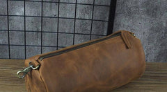 Cool Leather Mens Barrel Side Bag Bucket Shoulder Bag Messenger Bag for Men - imessengerbags