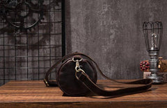Cool Leather Mens Barrel Side Bag Bucket Shoulder Bag Messenger Bag for Men - imessengerbags