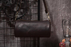 Cool Leather Mens Barrel Side Bag Bucket Shoulder Bag Messenger Bag for Men - imessengerbags