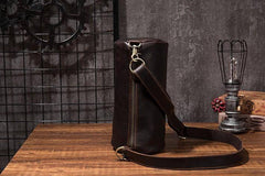 Cool Leather Mens Barrel Side Bag Bucket Shoulder Bag Messenger Bag for Men - imessengerbags