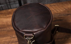 Cool Leather Mens Barrel Side Bag Bucket Shoulder Bag Messenger Bag for Men - imessengerbags