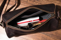Cool Leather Mens Barrel Side Bag Bucket Shoulder Bag Messenger Bag for Men - imessengerbags