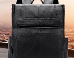 Cool Leather Mens Black Backpack for School Backpacks Travel Backpacks For Men