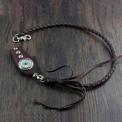 Cool Leather Mens Braided Wallet Chain Pants Chain with Belt Loop for Men - imessengerbags