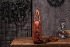 Cool Leather Mens Briefcase 14inch Laptop Bags Work Handbag Business Bag for Men