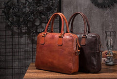 Cool Leather Mens Briefcase 14inch Laptop Bags Work Handbag Business Bag for Men