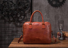 Cool Leather Mens Briefcase 14inch Laptop Bags Work Handbag Business Bag for Men