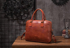 Cool Leather Mens Briefcase 14inch Laptop Bags Work Handbag Business Bag for Men