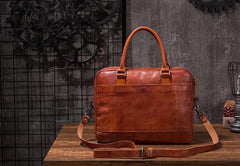 Cool Leather Mens Briefcase 14inch Laptop Bags Work Handbag Business Bag for Men