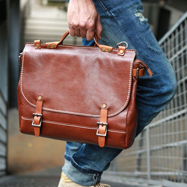 Cool Leather Mens Briefcase Messenger Bag Handbag Shoulder Bag for men