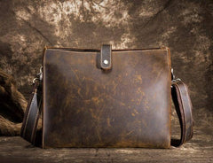 Cool Vintage Brown Leather Mens Messenger Bag Side Bag Work Bag Shoulder Bag for Men