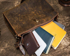 Cool Vintage Brown Leather Mens Messenger Bag Side Bag Work Bag Shoulder Bag for Men