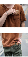 Cool Leather Mens Card billfold Wallet Trifold SMall Bifold License Wallet Camel Card Holders For Men - imessengerbags