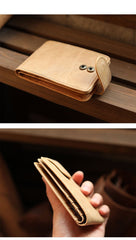 Cool Leather Mens Card billfold Wallet Trifold SMall Bifold License Wallet Camel Card Holders For Men - imessengerbags
